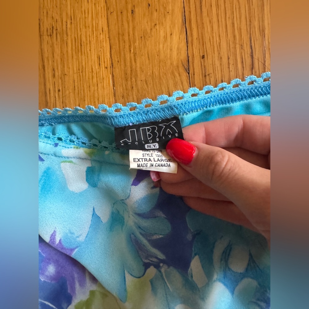Y2K Vintage Blue Floral Watercolor Slip Style Skirt - Picture 4 of 8